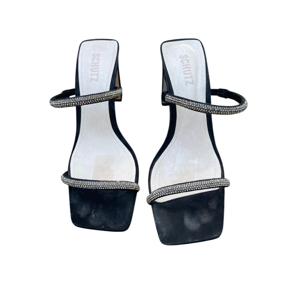 SCHUTZ Black Leather Sole Heels size 8.5 - Picture 2 of 9